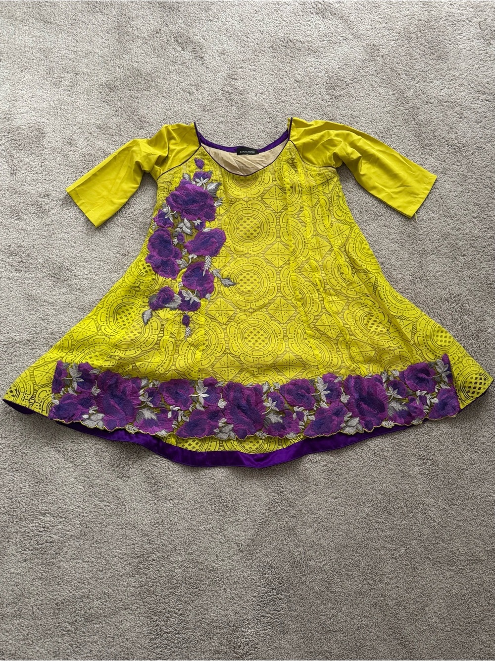 Sana Safinaz Pakistani Peplum Style Kurta Top Lace Net Embroidered Size L